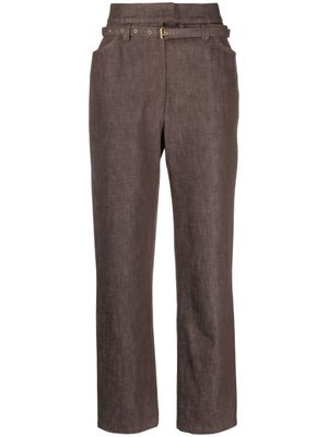 Veronique Leroy pantalon de tailleur à taille ceinturée - Marron