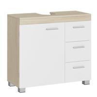 Onderkast voor spoelbak met lades en poten, Kolkwit + natuurlijk beige