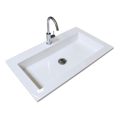 Badmeubelset BWS Salt 100x46cm Greeploos 2 Lades Met Wastafel Acryl 2 Kraangaten Ice White