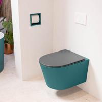 Wandcloset Mondiaz Lavie | Zonder spoelrand | Incl.Toiletzitting-Dark Grey | Keramiek | Smag (turquoise)