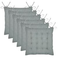Stof Textile stoelkussen Coline - 6x - mintgroen - 38 x 38 x 4 cm - touwtjes sluiting
