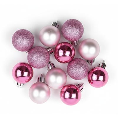 Decoris kunststof kleine kerstballen - roze mix - D3 cm - 17x - kerstversiering voor kleine boom