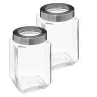 5Five voedsel voorraadpot MIRO met draaideksel - 2x - glas - 1.6L - 11 x 19 cm - weckpot