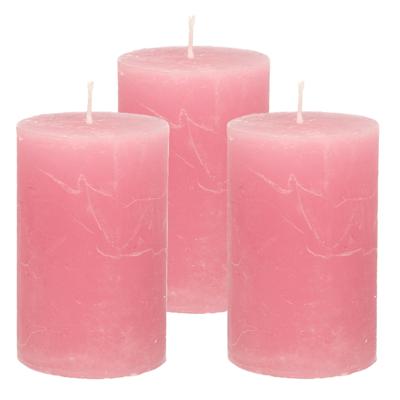 Atmosphera Stompkaars - 3x - oudroze - 5 x 8 cm - klein rustiek model - cilinderkaars - kaars