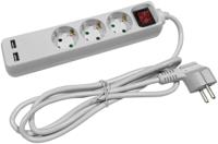 Entac TCD RA 3V 1,5m snoer met 2xUSB +schakelaar wit - 6872632