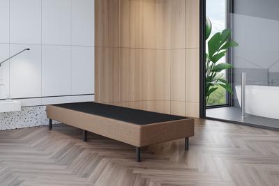 OP=OP Vaste Boxspring Box Zonder Matras 90 x 200 Donkerbeige / Verhoogde box 30 cm