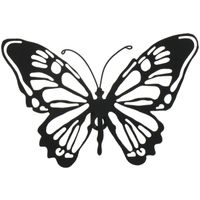 Tuin wanddecoratie vlinder - metaal - zwart - 18 x 12 cm