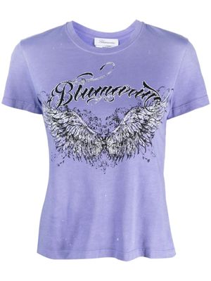 Blumarine t-shirt en coton à logo imprimé - Violet