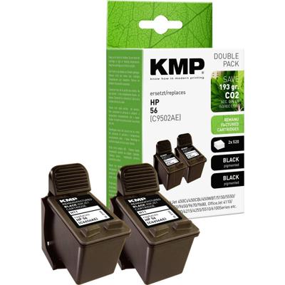 KMP Inktcartridge vervangt HP 56, C6656AE Compatibel 2-pack Zwart H11D 0995,4021
