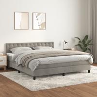 Boxspring met matras fluweel lichtgrijs 160x200 cm