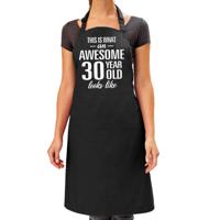 Awesome 30 year - 30 jaar cadeau - bbq en keuken schort - zwart - dames
