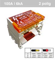 SEP 2 polig verdeelset 100A 2x 7 aansluitingen 500VAC/DC