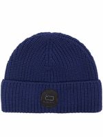 Woolrich bonnet en maille à patch logo - Bleu