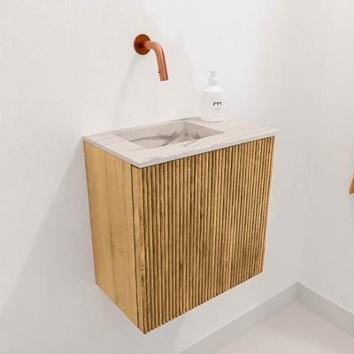 Toiletmeubel Mondiaz Joya Dlux | 40 cm | Meubelkleur Oak | Faye wastafel Nata Wasbak Links | Zonder kraangat(en)
