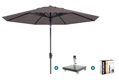 Madison Paros 2 Luxe stokparasol 3 m. rond - Taupe met Granada voet en hoes