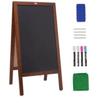 VEVOR klantenstopper reclamestandaard met houten frame 508 x 1016 mm, reclamebordstandaard 432 x 750 mm eetbord bruin incl. 8 krijtstiften om met krijt te schrijven voor restaurants, bars etc.