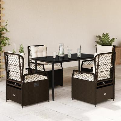 5-delige Tuinset met kussens poly rattan bruin