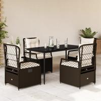 5-delige Tuinset met kussens poly rattan bruin