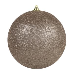 Kerstbal - groot - champagne - D25 cm - kunststof - glitter afwerking - kerstversiering