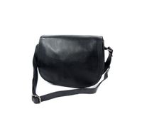 Nappa leren dames schoudertas zadeltas zwart - thumbnail