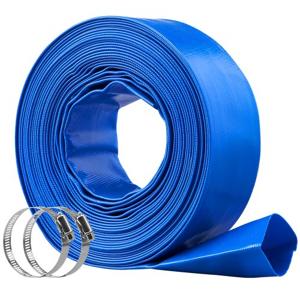 VEVOR terugspoelslang, 2" x 50ft zware PVC platte zwembadafvoerslang met klemmen, weer- en barstbestendig, compatibel met pompen, zandfilters, voor afvoer van zwembadafval,