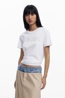 T-shirt met logo en studs - WHITE - XL