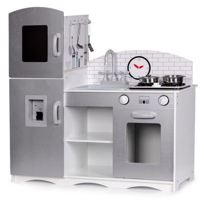 Viking Choice  Houten kinderkeuken zilvergrijs XXL 82x30x86 cm met kookgerei