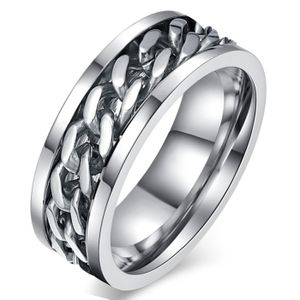 Stalen herenring met Cubaanse ketting Zilver-18mm