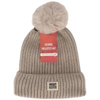 Ladies Thermal Hat Pompon Beige Melange One Size Heat Keeper - Heat keeper