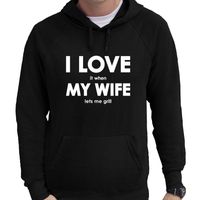 I love it when my wife lets me grill cadeau hoodie / sweater met capuchon zwart heren - thumbnail