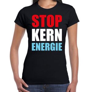 Stop kern energie demonstratie / protest t-shirt zwart voor dames