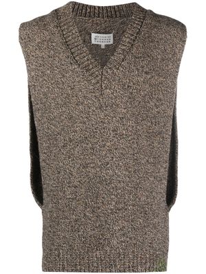 Maison Margiela gilet en maille à effet chiné - Marron