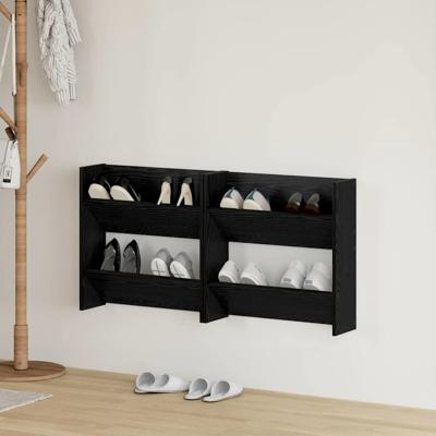 Wand Schoenenkasten met plank Anders 2 pcs Zwart eiken 60 x 18 x 60 cm