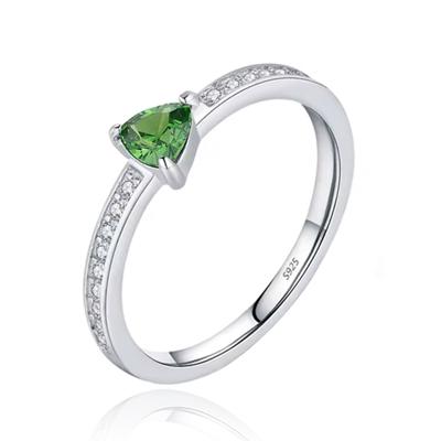 Elenza Sterling .925 Zilveren Ring met Groene Driehoekige Steen en Zirkonia-19mm