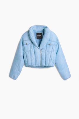 Gewatteerde cropped jas - BLUE - L