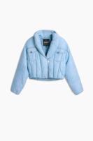 Gewatteerde cropped jas - BLUE - L