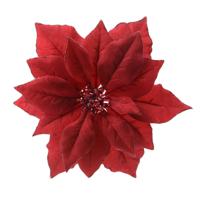 Kersthangers - 24 cm - bloemen kerstster - rood - thumbnail