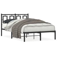Bedframe met hoofdbord metaal zwart 120x190 cm