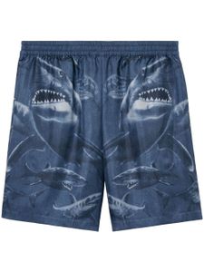 Burberry short en soie imprimé requin - Bleu