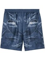 Burberry short en soie imprimé requin - Bleu