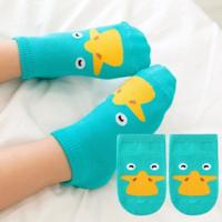 3 paar kleine baby sokken kleine oren katoenen sokken Kids baby cartoon patroon anti-slip sokken maat: M (groene eend)