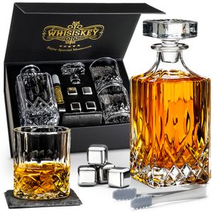 Whisiskey Whiskey Karaf - Klassiek - Whiskey Glazen - Whiskey Karaf Set - 0,7 L – Decanteer Set - Incl. 2 Tumbler Glazen