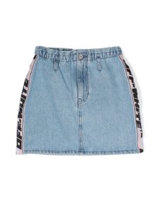 Off-White Kids jupe en jean à bande logo - Bleu