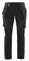 Blåkläder Dames 4-weg stretch werkbroek 71921645 | Zwart/Rood | Maat 48 - 7330509741900