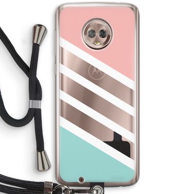 Strepen pastel: Motorola Moto G6 Transparant Hoesje met koord