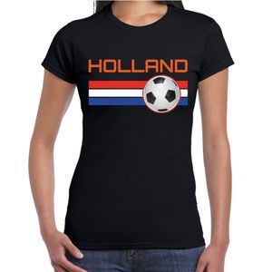 Holland voetbal / landen shirt met voetbal en Nederlandse vlag zwart voor dames 2XL  -