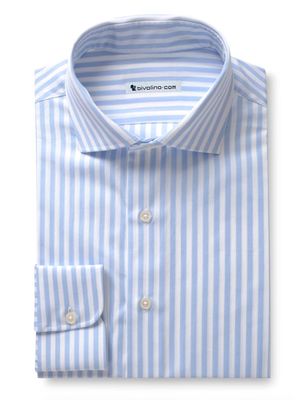 PIRIRO - Lichtblauw gestreept herenoverhemd - WINDY 2