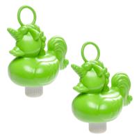 Duckiez eenhoorn badeendje badspeelgoed - 6x - groen - 15 x 7 cm - Met oogje voor het hengelspel