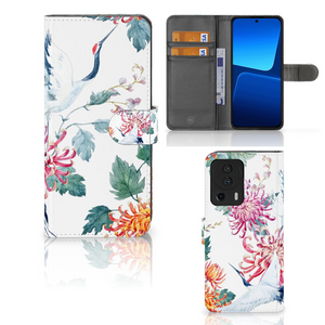 Xiaomi 13 Lite Telefoonhoesje met Pasjes Bird Flowers