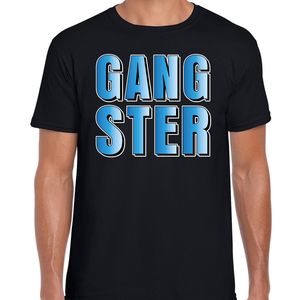 Gangster fun tekst t-shirt zwart heren